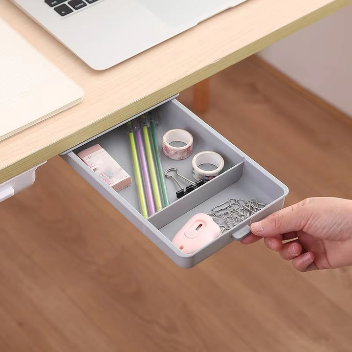 Desk Table Storage Drawer Organizer Box under Desk Stand Self-Adhesive Under-Drawer Storage Pen Holder Desk Organizer