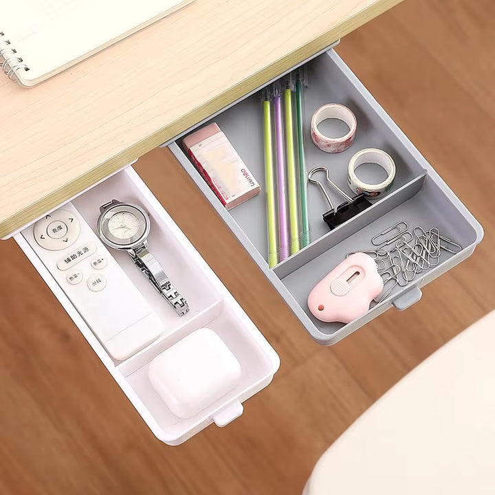 Desk Table Storage Drawer Organizer Box under Desk Stand Self-Adhesive Under-Drawer Storage Pen Holder Desk Organizer