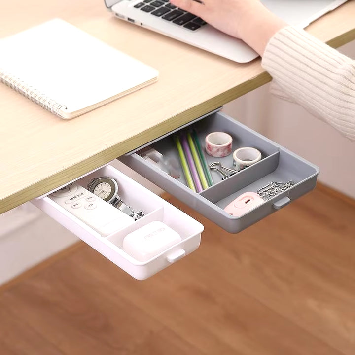 Desk Table Storage Drawer Organizer Box under Desk Stand Self-Adhesive Under-Drawer Storage Pen Holder Desk Organizer